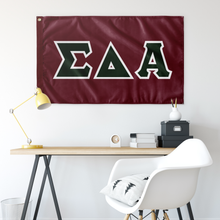 Load image into Gallery viewer, Sigma Delta Alpha Greek Block Flag - Foliage Rose, Dark Green &amp; White