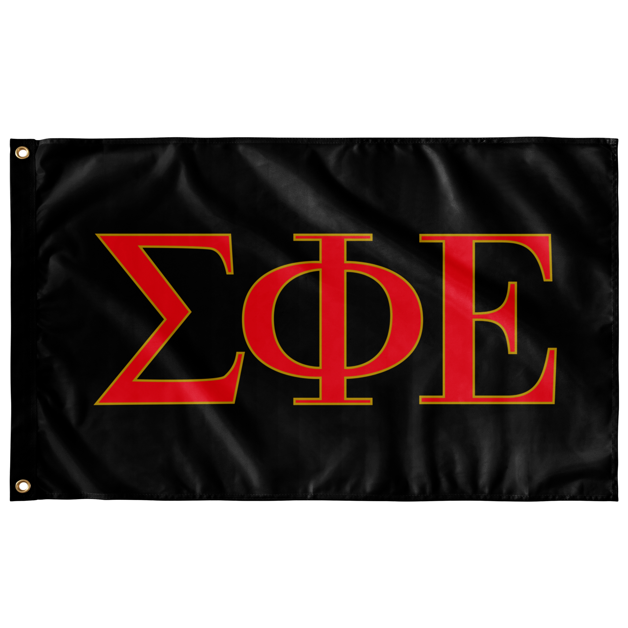 Sigma Phi Epsilon Greek Letters Flag Black, Red & Gold Banner Greek