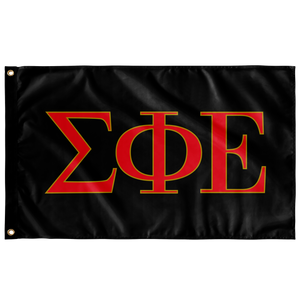 Sigma Phi Epsilon Greek Letters Flag - Black, Red & Gold