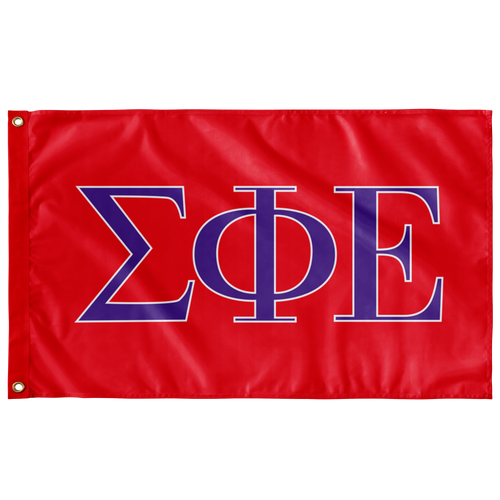 Sigma Phi Epsilon Greek Letters Flag - Red, Purple & White