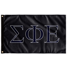 Load image into Gallery viewer, Sigma Phi Epsilon Fraternity Flag - Whale Grey, Navy &amp; White