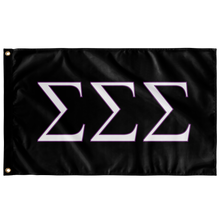 Load image into Gallery viewer, Sigma Sigma Sigma Sorority Flag - Black, White &amp; Orchid