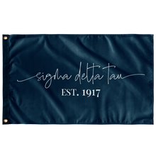 Load image into Gallery viewer, Sigma Delta Tau Sorority Script Flag - Azure Blue &amp; White