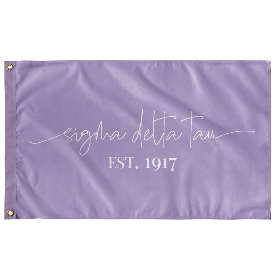 Sigma Delta Tau Sorority Script Flag - Lavender & White