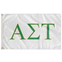 Load image into Gallery viewer, Alpha Sigma Tau Sorority Flag - White, Green &amp; Gold