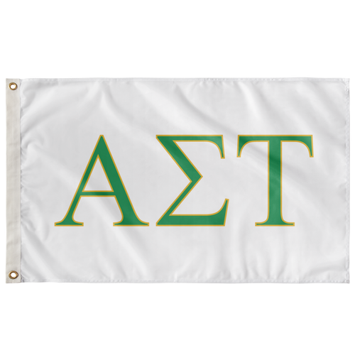 Alpha Sigma Tau Sorority Flag - White, Green & Gold