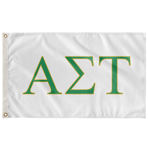 Alpha Sigma Tau Sorority Flag - White, Green & Gold