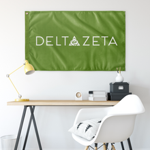 Load image into Gallery viewer, Delta Zeta Wordmark Sorority Flag - Green &amp; White