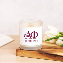 Load image into Gallery viewer, Alpha Phi Frosted Glass Hand Poured Scented Candle