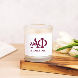 Alpha Phi Frosted Glass Hand Poured Scented Candle