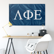 Load image into Gallery viewer, Lambda Phi Epsilon Fraternity Flag - Colonial Blue &amp; White