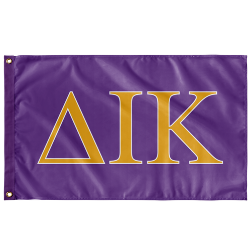 Delta Iota Kappa Greek Flag - Grape, Light Gold & White