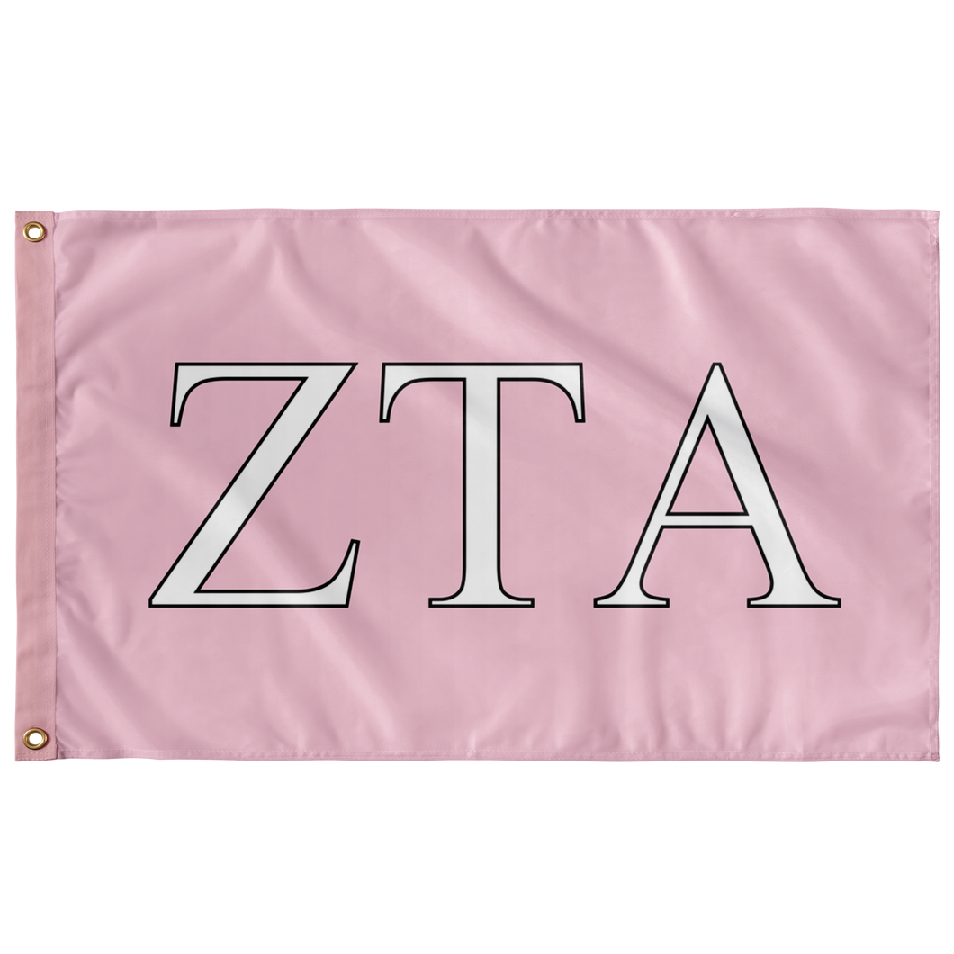 Zeta Tau Alpha Sorority Flag - Azalea, White & Black
