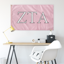 Load image into Gallery viewer, Zeta Tau Alpha Sorority Flag - Azalea, White &amp; Black