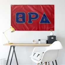Load image into Gallery viewer, Theta Rho Delta Greek Block Flag - Red, Royal &amp; Silver