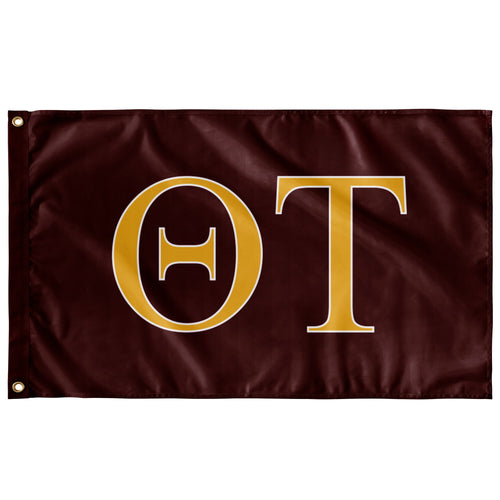 Theta Tau Fraternity Flag - Maroon, Light Gold & White