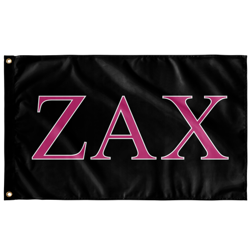 Zeta Alpha Chi Sorority Flag - Black, Barbie Pink & White