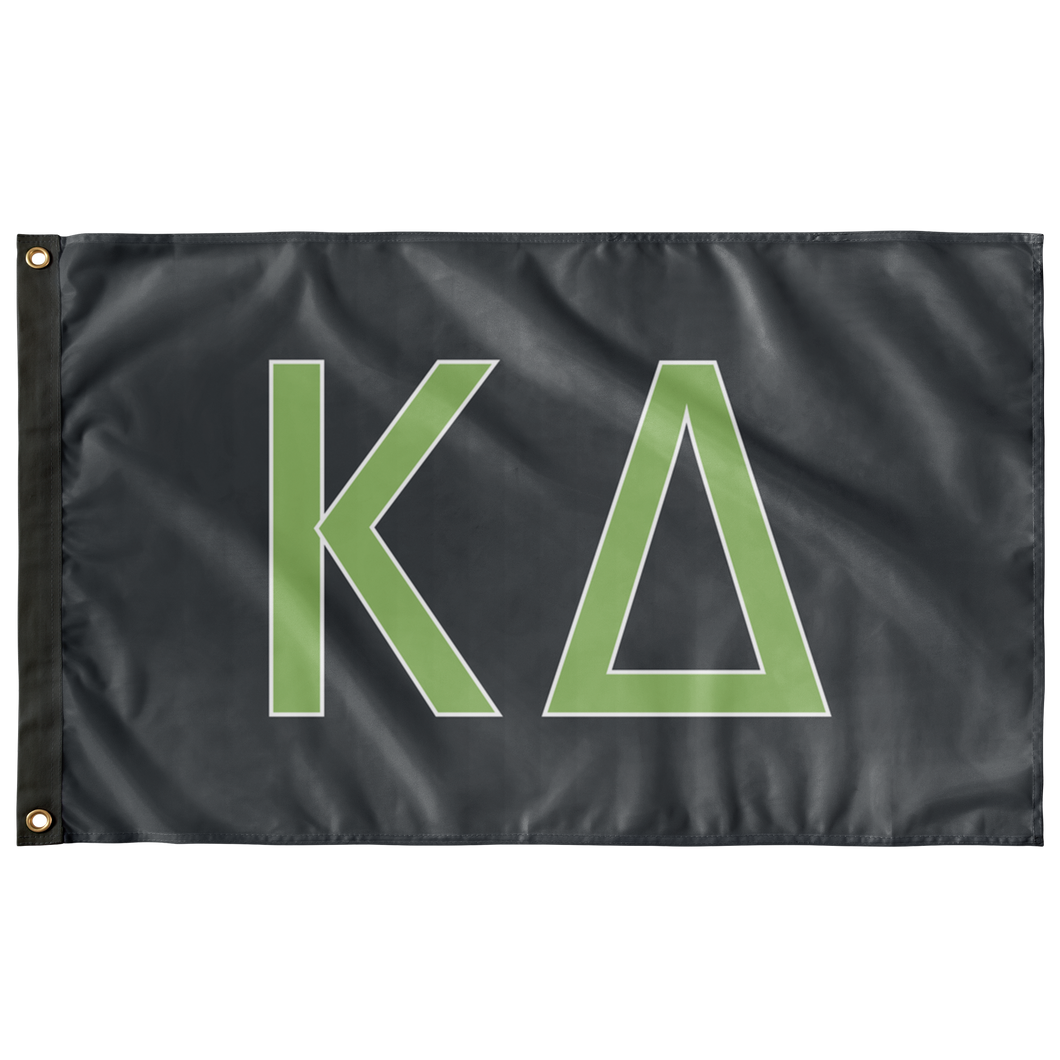 Kappa Delta Sorority Flag - Charcoal, Light Olive & White