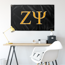 Load image into Gallery viewer, Zeta Psi Fraternity Flag - Black, Gold &amp; White