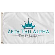 Load image into Gallery viewer, Zeta Tau Alpha Seek The Noblest Sorority Flag - White