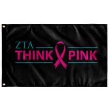 Load image into Gallery viewer, Zeta Tau Alpha Think Pink Sorority Flag - Black