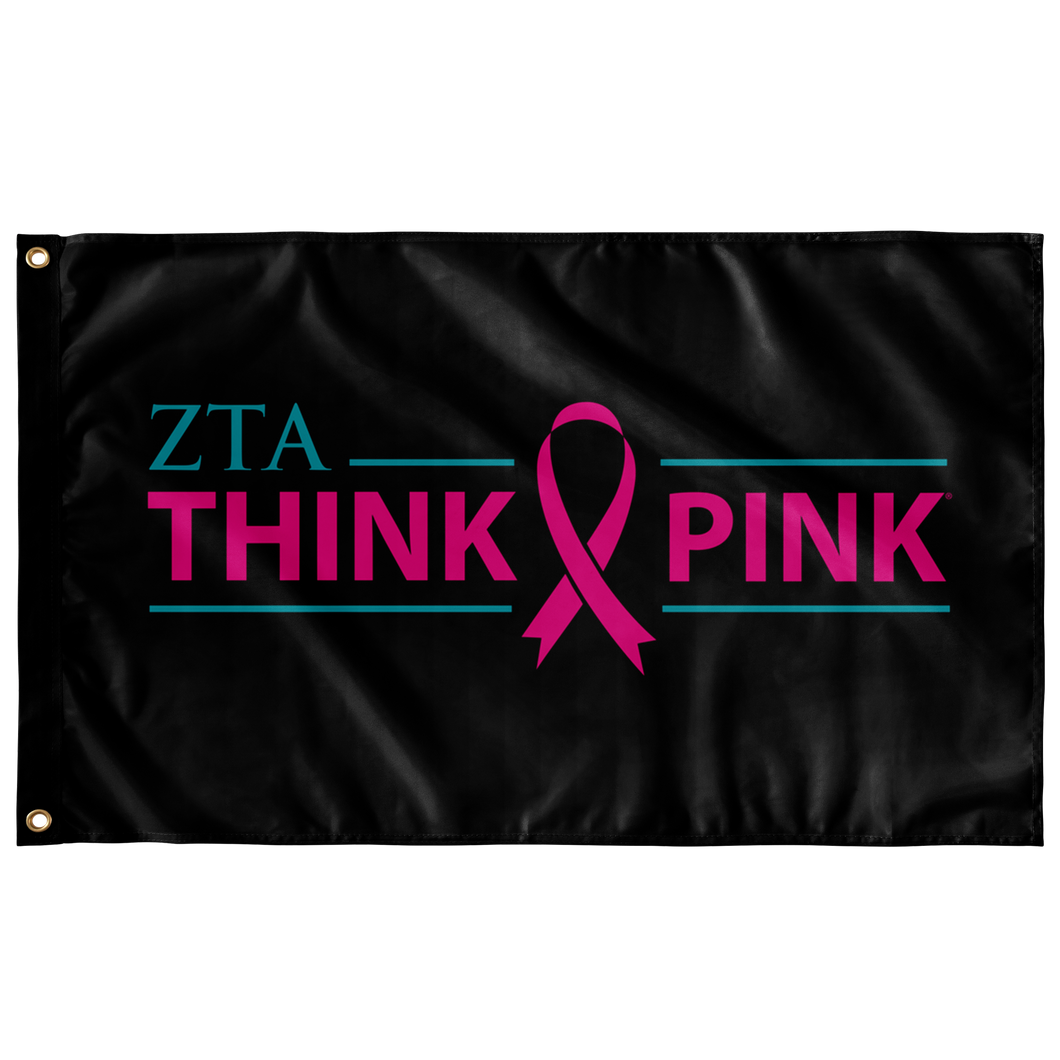 Zeta Tau Alpha Think Pink Sorority Flag - Black