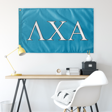 Load image into Gallery viewer, Lambda Chi Alpha Fraternity Flag - Cyan, White &amp; Black