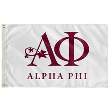 Load image into Gallery viewer, Alpha Phi Full Logo Sorority Flag - White &amp; Bordeaux