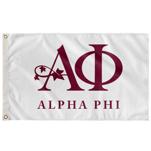 Alpha Phi Full Logo Sorority Flag - White & Bordeaux