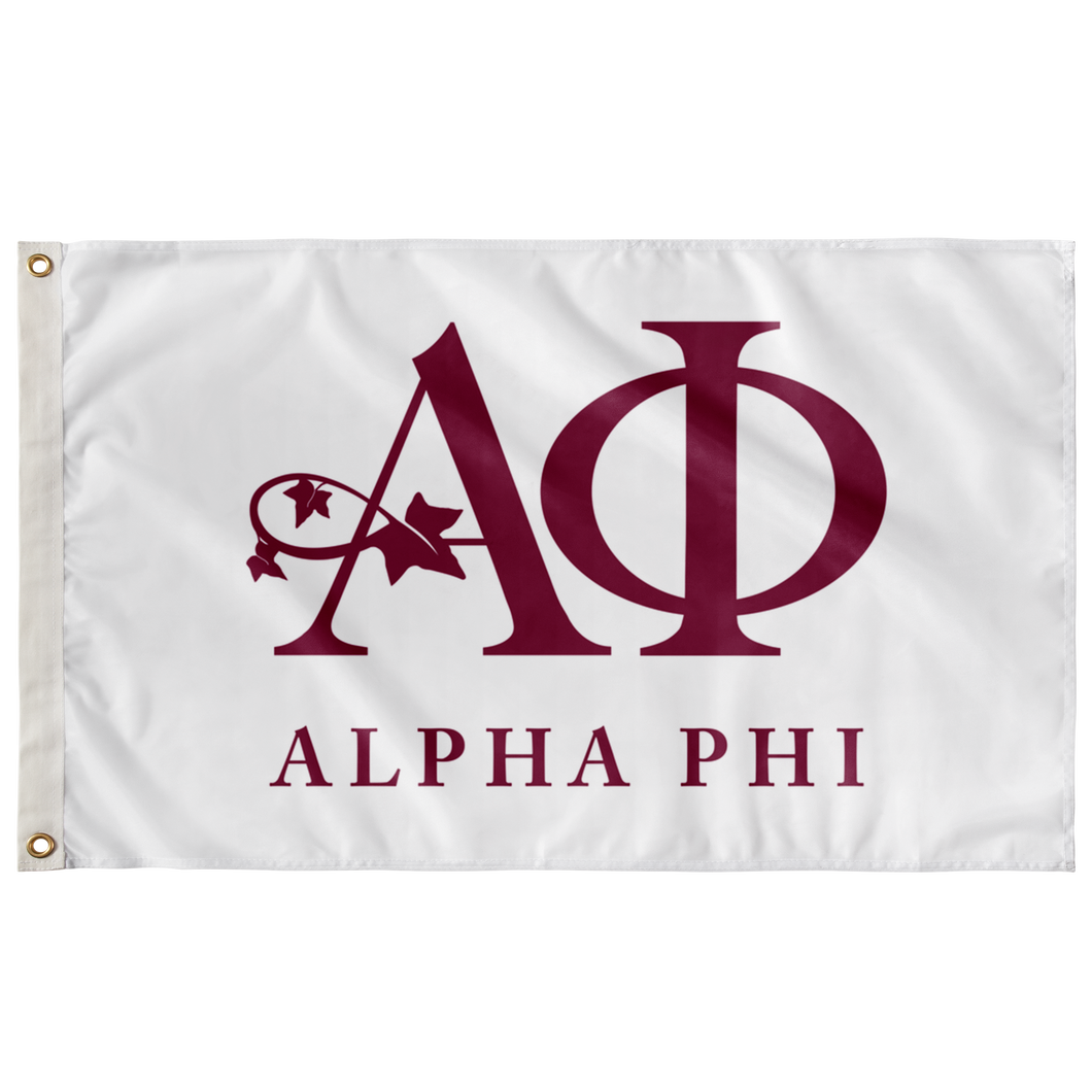 Alpha Phi Full Logo Sorority Flag - White & Bordeaux