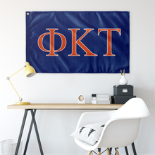 Load image into Gallery viewer, Phi Kappa Tau Fraternity Flag - Royal, Orange &amp; White