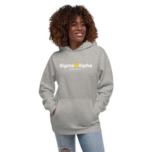 Load image into Gallery viewer, Sigma Alpha Premium Unisex Hoodie With White, Maize &amp; Gold Logo