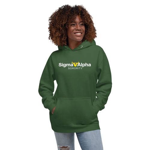 Sigma Alpha Premium Unisex Hoodie With White, Maize & Gold Logo