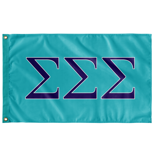 Sigma Sigma Sigma Sorority Flag - Light Blue, Royal Purple & White
