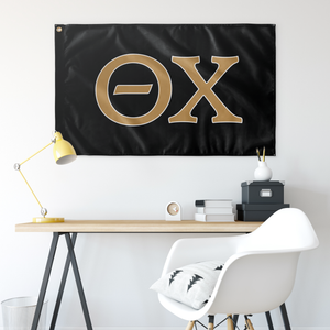 Theta Chi Fraternity Letters Flag - Black, Gold & White