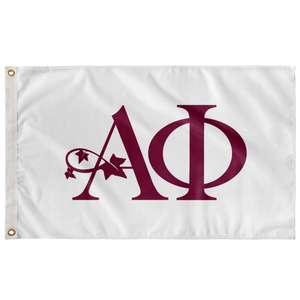 Alpha Phi Full Letters Sorority Flag - White & Bordeaux