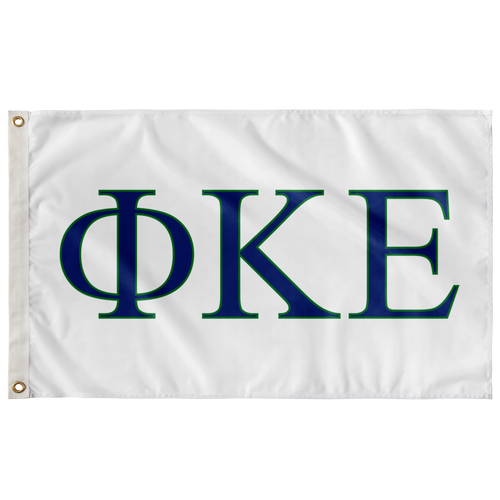 Phi Kappa Epsilon Fraternity Flag - White, Royal & Kelly Green