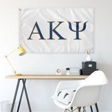 Load image into Gallery viewer, Alpha Kappa Psi Fraternity Flag - White, Royal &amp; Gold
