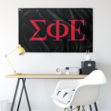 Load image into Gallery viewer, Sigma Phi Epsilon Greek Letters Flag - Black, Red &amp; Purple