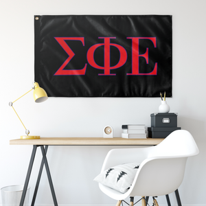 Sigma Phi Epsilon Greek Letters Flag - Black, Red & Purple