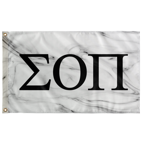 Sigma Omicron Pi White Marble Greek Flag