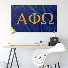 Load image into Gallery viewer, Alpha Phi Omega Fraternity Flag - Royal &amp; Light Gold