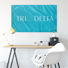 Load image into Gallery viewer, Tri Delta Logo Sorority Flag - Bright Blue &amp; White
