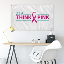 Load image into Gallery viewer, Zeta Tau Alpha Think Pink Sorority Flag - White