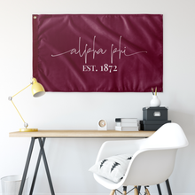Load image into Gallery viewer, Alpha Phi Sorority Script Flag - Bordeaux &amp; White