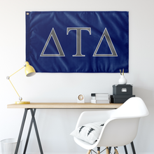 Load image into Gallery viewer, Delta Tau Delta Fraternity Flag - Royal, Silver Grey &amp; White