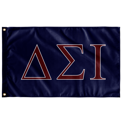 Delta Sigma Iota Greek Flag - Indigo Blue, Foliage Rose & White