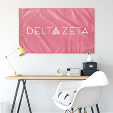 Load image into Gallery viewer, Delta Zeta Wordmark Sorority Flag - Pink &amp; White