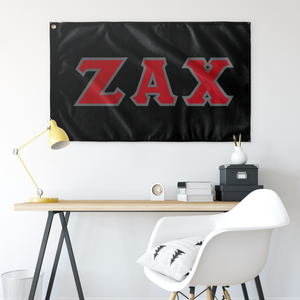 Zeta Alpha Chi Greek Block Flag - Black, Red & Silver Grey