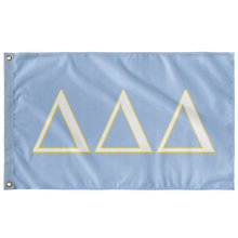 Load image into Gallery viewer, Delta Delta Delta Sorority Flag - Oxford Blue, White &amp; Lemon Yellow